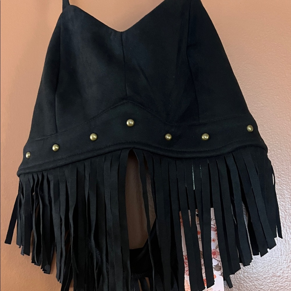 Black Fringe Women's Bag - Picture 4 of 6